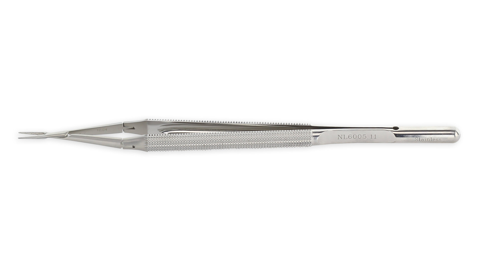 Double-Action Micro Needle Holder, Round Handle, Jaw Surfaces Impregnated W/ Fine Tungsten Carbide Dust (Use W/ 5-0, 6-0, 7-0 Suture), Curved W/ Lock, 7 1/4" (18.5 Cm)